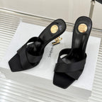 YSL Opyum Sandal 85 Black Silk Leather 642942
