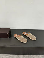 ALAIA FLAT MULES IN BEIGE MESH FISHNET