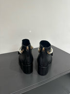 CC Ankle Boots Black Bow Tie Cowhide