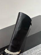 CC High Boots Black Bow Tie Cowhide
