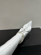 CC High Boots White Bow Tie Cowhide