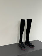 CC 25ss Long Sock Boots Black Patent Leather& Wool 417819