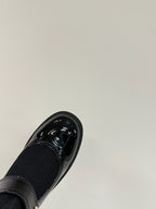 CC 25ss Short Sock Boots Black Patent Leather& Wool 417818