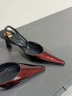 AIMÉE SLINGBACK PUMPS IN WINE RED GLOSSY LAMBSKIN