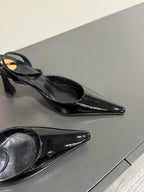 AIMÉE SLINGBACK PUMPS IN BLACK GLOSSY LAMBSKIN