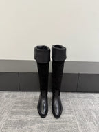 CC Métiers d’art Thigh Boots Black Suede Calfskin 417837