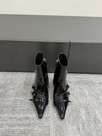 Miu short boots 40mm black patent leather 417985