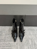 Miu short boots 90mm black patent leather 417986