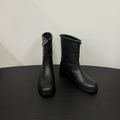 CC 25s Short Flat Chain Knight Boots Black Leather 417841