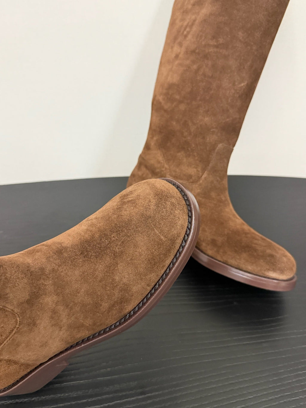 CC 25s Long Flat Chain Knight Boots Brown Cow Suede&Sheeepskin 417842