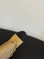 CC 25S High Boots With Chain Beige Black Cowhide & Sheepskin 417847