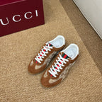 GG 26s Shift Sneakers Brown Suede Canvas 691475