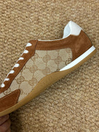 GG 26s Shift Sneakers Brown Suede Canvas 691475