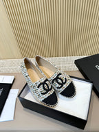 cc espadrilles multicolor tweed black grosgrain