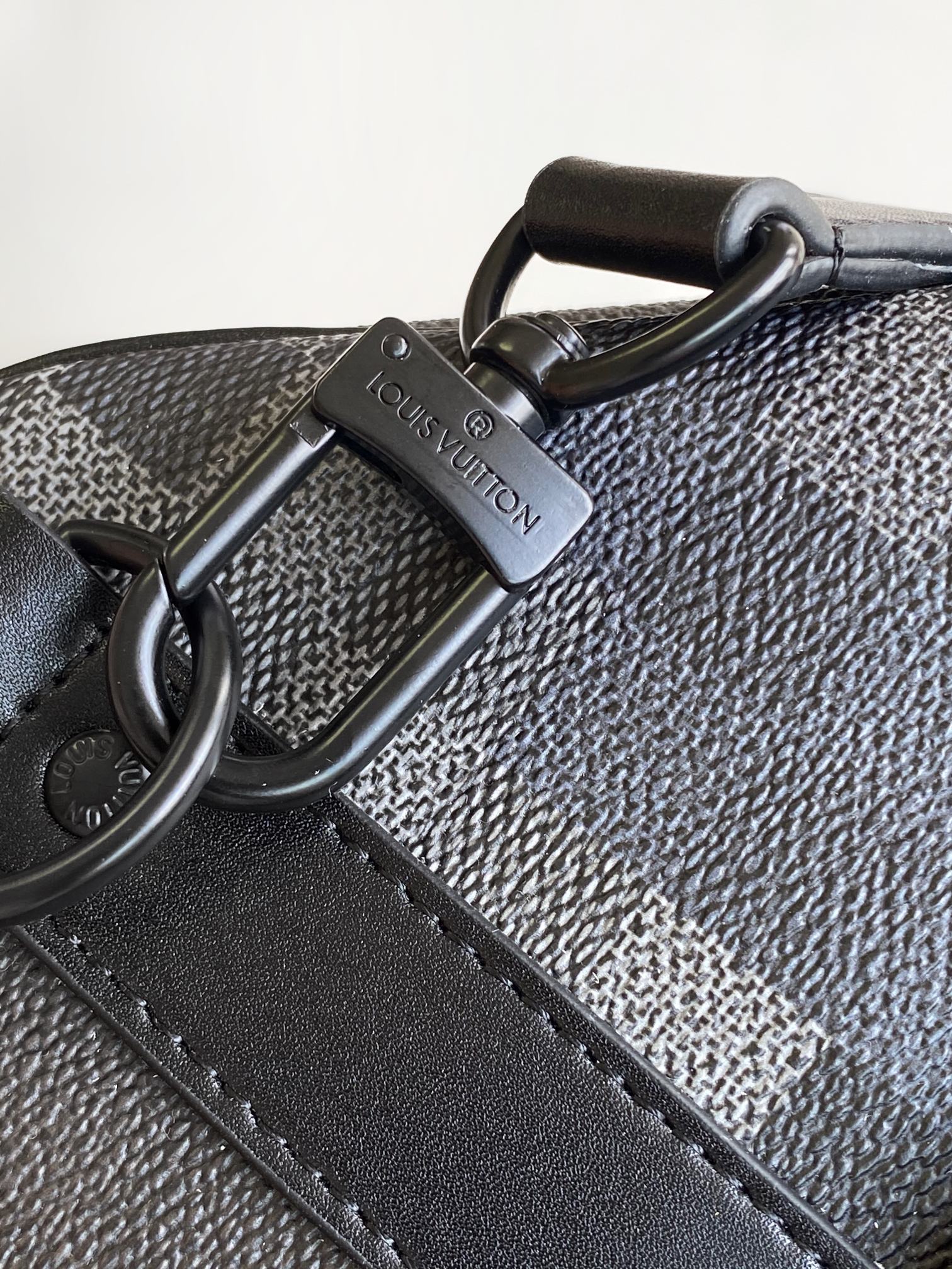 LV Keepall Bandouliere 50 Travel Bag Black Damoflage Canvas