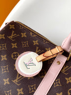 LV M25822 Keepall Bandoulière 45 Travel Bag Brown Pink Monogram Canvas GHW