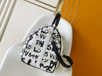 LVx N&PW Keepall Bandoulière 50 Black White Cowhide