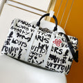 LVx N&PW Keepall Bandoulière 50 Black White Cowhide