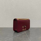 Celine Frame Bag Triomphe Burgundy Calfskin