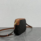 Celine Camera Bag 20 Bag Triomphe Black Brown Canvas & Calfskin