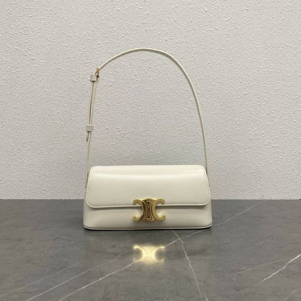 Celine 25CE Diane Shoulder Bag White Glossy Leather