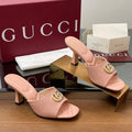 GG Canvas Mid-Heel Mules 7.5cm Light Pink Sheepskin 646479