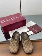 Gucci Horsebit Mule Camel And Dark Brown Canvas Leather
