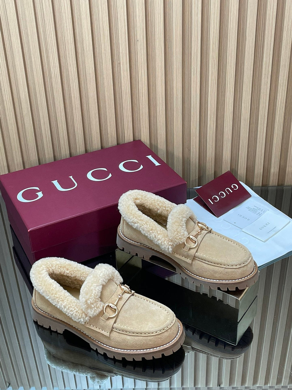Gucci 2025 Horsebit Loafer Beige Suede Wool 563048