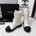 CC 26s Ankle Boot Black White Leather Wool