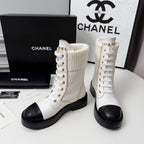 CC 26s Ankle Boot Black White Leather Wool