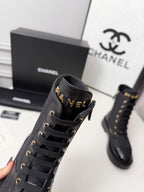 CC 26s Ankle Boot Black Blue Denim Patent Leather