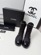 CC 26s Ankle Boot Black Blue Denim Patent Leather