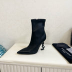 YSL 2025 Opyum 110mm Heel Ankle Boot Black Leather 575011