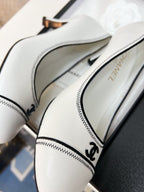 CC Slingback With Black Contrast Stitching White Lambskin 476709