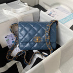 cc 23k 13,5cm steel blue calfskin gold hardware