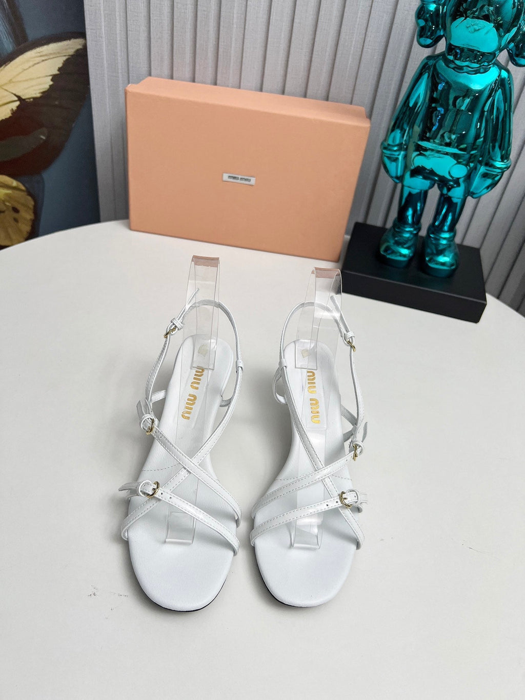 Miu 26s Sandals 5.5cm White Patent Leather 680449