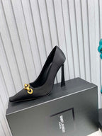 YSL Hermione Pump 11cm Black Silk 680398