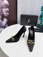 YSL Hermione Pump 11cm Black Silk 680398