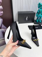 YSL Hermione Pump 11cm Black Silk 680398