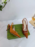 GG 26 Slingback Camel Brown Velvet 592421