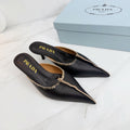 PRA 26SS High Heel Mule 55 Black Beige Cowhide 592408