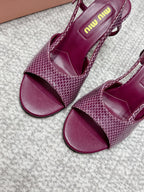 Miu 26s Heeled Sandals 8.5cm Burgundy Snakeskin Texture 680494