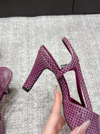 Miu 26s Heeled Sandals 8.5cm Burgundy Snakeskin Texture 680494