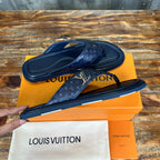 LV THONG SLIPPER IN NAVY BLUE MONOGRAM CALFSKIN