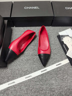 CC 26s Ballet Flat Black Red Leather 681964