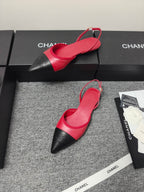 CC 26s Slingback Pointed Black Red Leather 681972