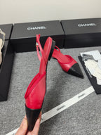 CC 26s Slingback Pointed Black Red Leather 681972