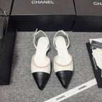 CC 26s Slingback Pointed Black White Leather 681975