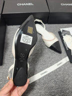 CC 26s Slingback Pointed Black White Leather 681975