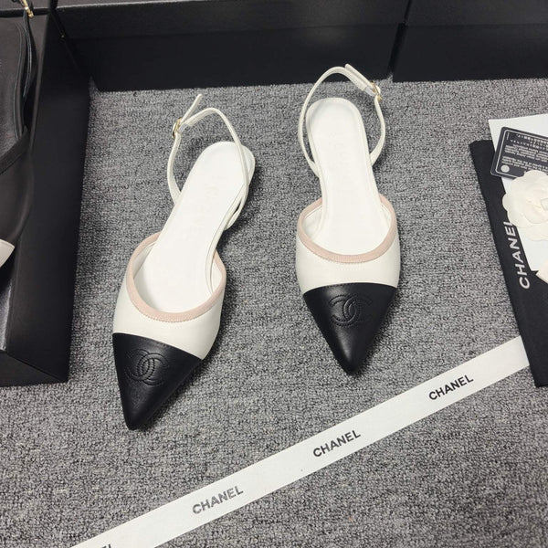 CC 26s Slingback Pointed Black White Leather 681975